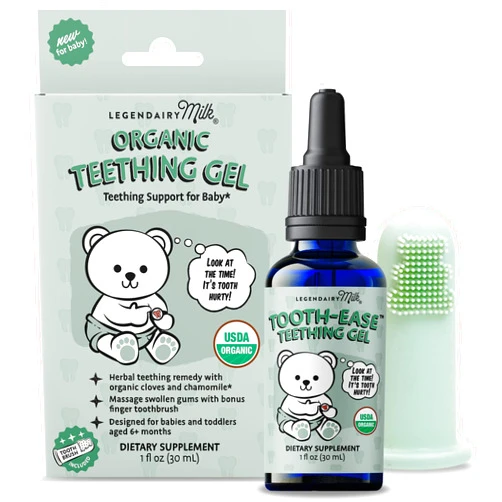 Legendairy Milk Organic Teething Gel - Baby Teething Relief Drops, Clove and Chamomile - Ideal for Babies and Toddlers - Sugar Free, 120 Servings