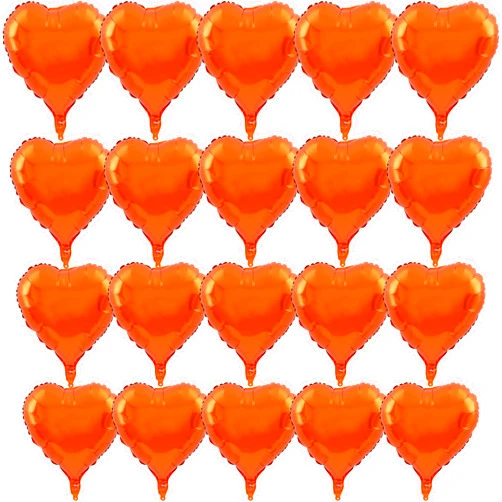 Fezava 20 Pcs Orange Heart Balloons 18 Inch Foil Heart Shaped Balloons Helium Mylar Balloons Foil Balloon for Women Kids Valentines Day Decoration Birthday Wedding Proposal Bridal Bachelorette Party Decor
