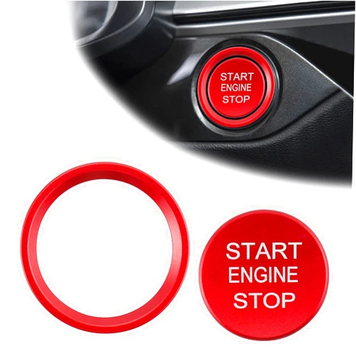 JUSTTOP Car Push Start Button Cover Compatible with Audi, Aluminum Alloy Material Interior Decoration Accessories, Car Ignition Button Cover (Red)