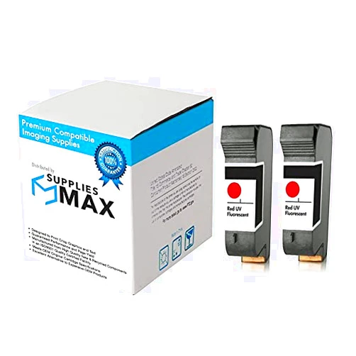 SuppliesMAX Remanufactured Replacement for NeoPost IJ-105 Fluorescent Red Postage Meter Inkjet (2/PK) (810032H_2PK)