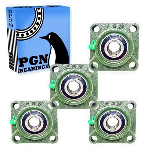 PGN Bearings PGN UCF204-12 Pillow Block Bearing - Pack of 4 Square Flange Mounted Pillow Block Bearings - Chrome Steel Bearings with 3/4