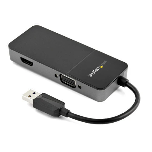 StarTech.com USB 3.0 to HDMI and VGA Adapter - 4K/1080p USB Type-A Dual Monitor Multiport Adapter Converter - External Video Graphics Card for Multiple Screens - Multi Display USB Adapter (USB32HDVGA)