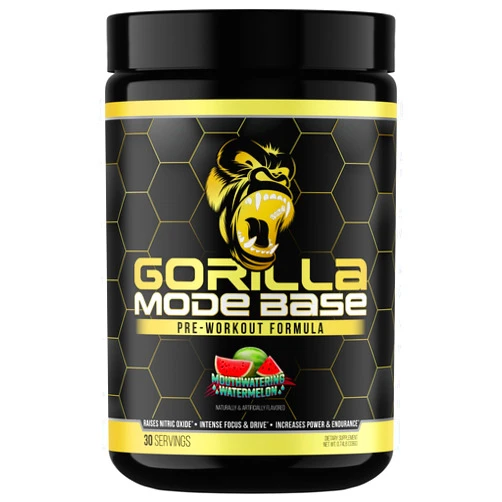 Gorilla Mind Gorilla Mode Base Pre Workout - Raises Nitric Oxide · Intense Focus & Drive · Endurance · Power - L-Citrulline, L-Tyrosine, Betaine, Alpha-GPC, Caffeine, Huperzine A - 360 Grams (Watermelon)