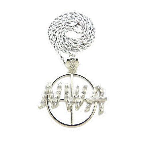 NYFASHION101 Stone Stud Textured NWA on Sight Target Pendant with 4 mm 24