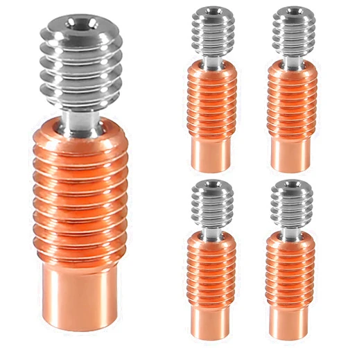 Coliao 5pcs V6 Bimetal Heatbreak All Metal Threaded Heatbreak Upgrade Titanium Alloy+Copper Bi Metal Throats for V6 Volcano Hotend 3D Printers