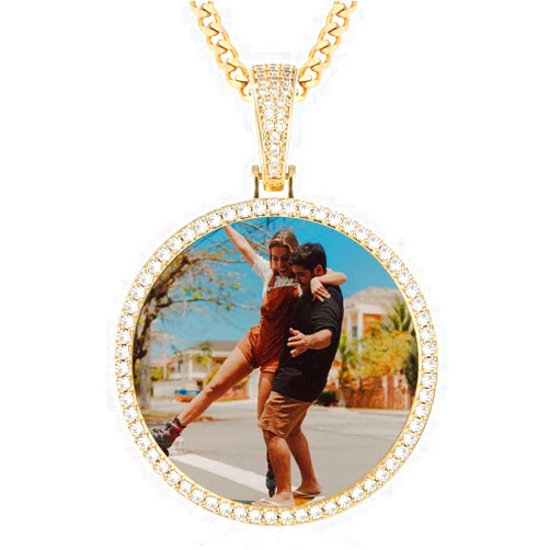 YIMERAIRE Custom Necklace Picture Medium Pendant Necklace Iced Out Picture Chain for Men Personalized Photo Necklaces for Women