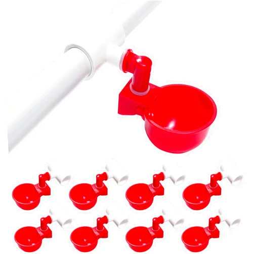 LetsFix Chicken Water Cups for PVC with Tee (8 Pack), Automatic Chicken Waterer Kit for Poultry, DIY PVC Water Feeder for Chicken/Duck/Quail/Turkey