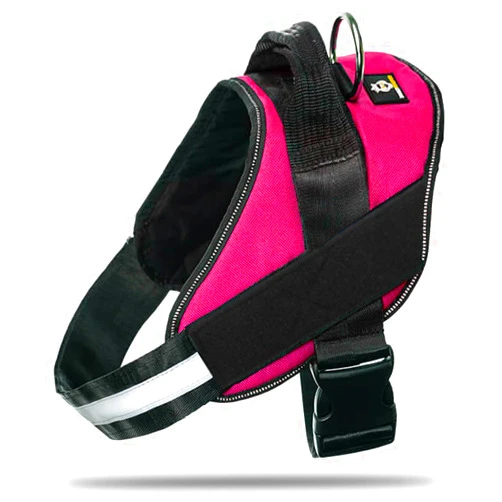 Doggykingdom Non Pull Dog Harness with Patch Panels and Handle, Adjustable, Reflective, No Choke, Heavy Duty Easy On Service Dog Vest Harnesses for Medium Large Small Sized Dogs - Rose Red, M