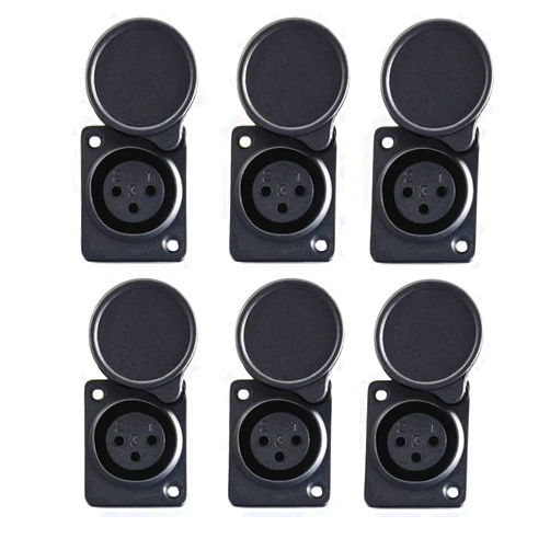 QLXHBOT XLR Female Jack Panel Mount 3-Pin for Microphone Connector Adapter Converter Audio Speaker with Waterproof Cover 6Pcs