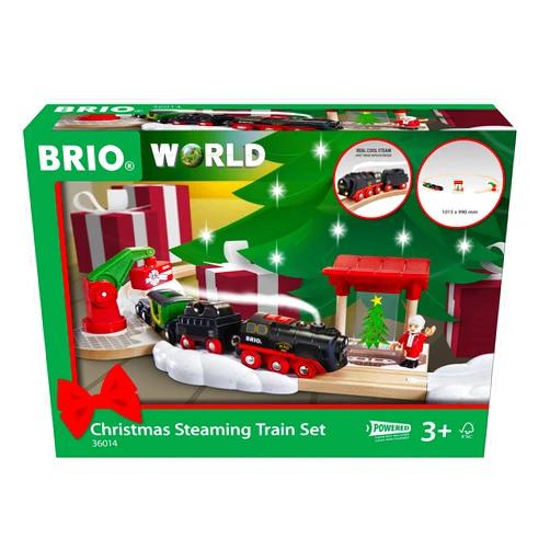 BRIO World – 36014 Christmas Steaming Train Set | 27 Piece Train Set for Kids Age 3 Years and Up Compatible with All BRIO Railway Sets & Accessories