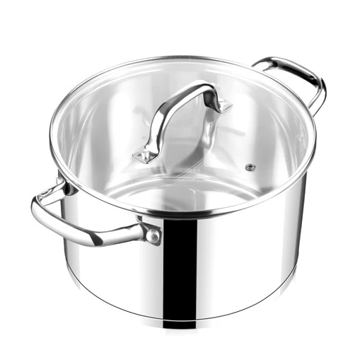 E-far 4 Quart Stock Pot with Lid, Stainless Steel Stockpot for Cooking Simmering Soup Pasta Sauce, with Tri-Ply Bottom & Visible Cover, Induction/Gas/Dishwasher Safe, Heavy Duty & Non Toxic