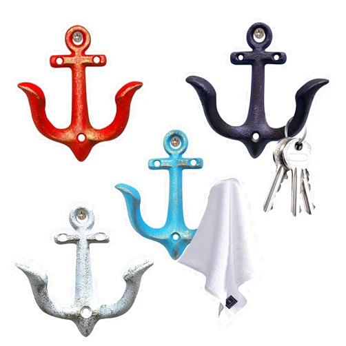 Generic GDYOOSHOW Rustic Cast Iron Anchor Wall Hooks for Coat Hat Handbag Key.Decrorative Nautical Door Coat Rack Design Livingroom Bathroom Kitchen.4Pices. Multicolored