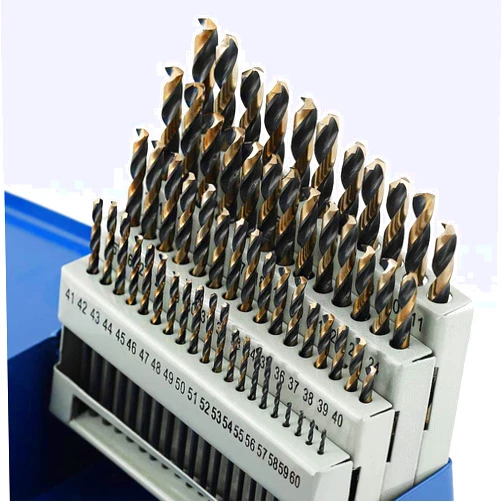 COMOWARE Number Size Drill Bit Set 60pcs- Jobber Length Drill Bits, Wire Gauge 1 to 60, Black and Gold Finish, 135° Split Point, High Speed Steel with Metal Indexed Storage Case