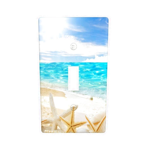 Tebjh Beach Seashells Ocean Light Switch Cover Decorative Single Toggle 1 Gang Wall Plate Outlet Covers for Bathroom Kitchen Farmhouse Bedroom Art Decor