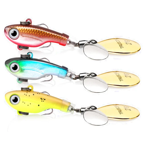 TRUSCEND Swimming or Jigging Fishing Spinners with Two-Way Spinning Spoons System, Rooster Tail Fishing Lures with Flash Copper Body & Blade, Freshwater and Saltwater Blade Bait for Bass Walleye Trout