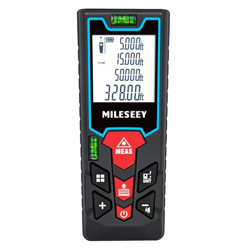 MiLESEEY Laser Measure 330 ft, MiLESEEY S2H Laser Tape Measure ± 1/16in Accuracy Laser Measurement Tool for Area Volume and Pythagoras Measurement, LCD Backlit with Mute, 2 Bubble Levels and Battery Included