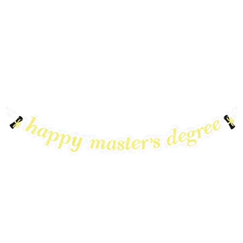 YotaWish Gold Glitter Happy Master's Degree Banner - Congrats Masters Banner - 2024 Graduation Decorations, College Graduate Party Decoration Supplies