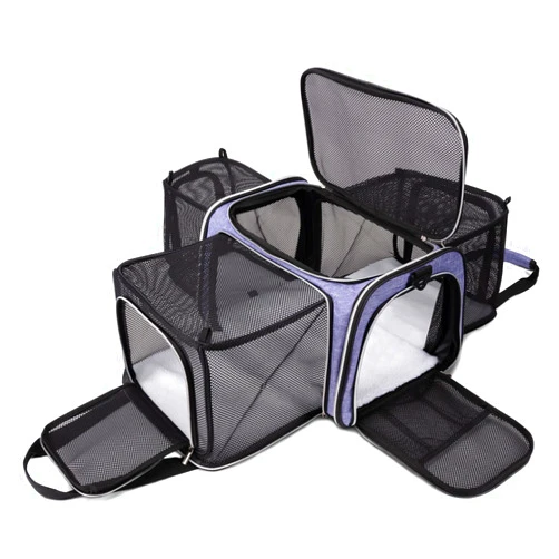 BAGLHER Cat Carrier Bag,Airline Approved Pet Carrier Soft Side Pet Travel 5 Sides Open Doors 3 Sides Expandable Foldable Dog Carrier with Fleece Pad