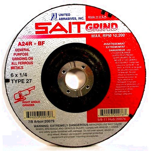 United Abrasives-SAIT20079 A24R General Purpose/Long Life Grinding Wheel (Type 27/Depressed Center) 6