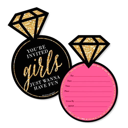 Big Dot of Happiness Girls Night Out - Shaped Fill-In Invitations - Bachelorette Party Invitation Cards with Envelopes - Set of 12