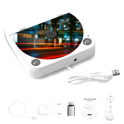 WOOPKER External Portable CD Player for Car, Plug and Play Car CD Player with USB Port AUX Port, Universal USB Player for Vehicle, Laptop, TV, Computer, for Android 4.4 and Above Navigation