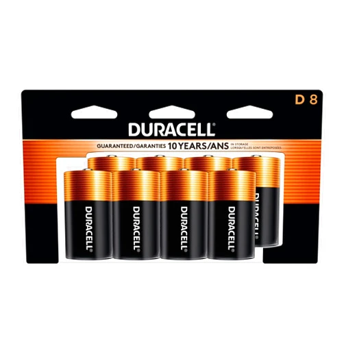 Duracell Coppertop D Batteries, 8 Count Pack, D Battery with Long-lasting Power, All-Purpose Alkaline D Battery for Household and Office Devices