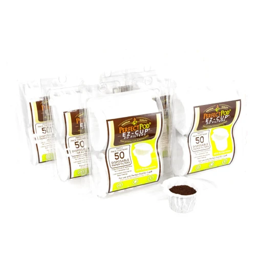 Perfect Pod EZ-Cup 2.0 Disposable Paper Coffee Filters for Single-Serve Reusable Coffee Pods Pod Capsule, 6-Pack (300-Ct)
