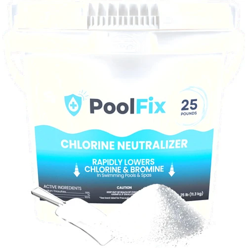 PoolFix Chlorine Remover & Neutralizer - Fast Acting Chlorine Reducer for Swimming Pools & Spas - Sodium Thiosulfate Formula - Lowers Sanitizer Levels Quickly for Safe Water (25 Pounds)