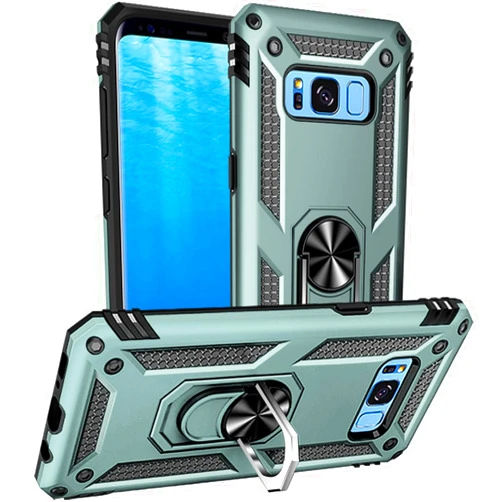 Yiakeng Samsung Galaxy S8 Case, Samsung S8 Phone Case, Military Grade Protective Cases with Ring for Samsung Galaxy S8 (Dark Green)