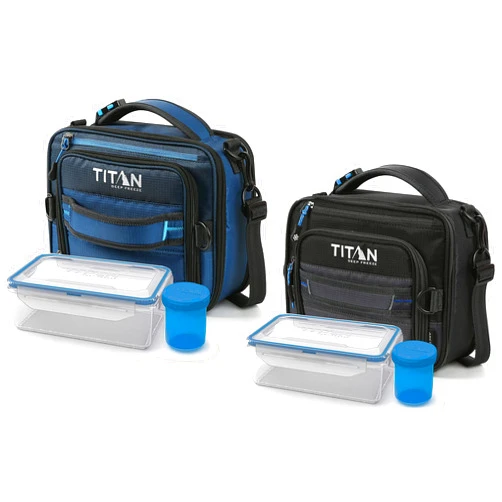 Titan by Arctic Zone Arctic Zone Titan Expandable Lunch Pack and Container Set with Ice Walls, 2 Pack - Black and Blue