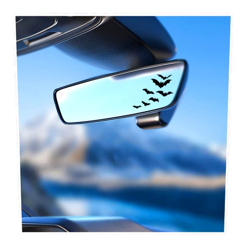 Sandfren Halloween Bats Car Rearview Mirror Decal, Spooky Funny Vinyl Waterproof Vehicle Mirror Sticker, Gothic Bats Auto Window Bumper Decoration Decal, Universal for Trucks Sedans SUVs