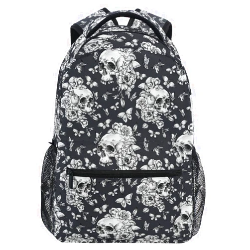 MNSRUU Student Travel School Backpack Goth Skull Butterdlies College Laptop Backpacks Business iPad Tablet Computer Bookbags for Adult Teen One Size