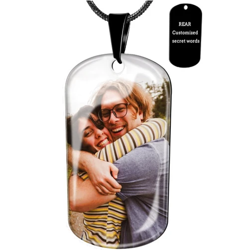 Bivei Custom Photo Dog Tag Necklace Personalized Memorial Necklace with Picture for Men & Women Customized Stainless Steel Jewelry Gift
