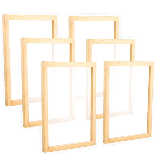 Pllieay 6 Pieces Wood Silk Screen Printing Frames 10 x 14inch with 110 White Mesh for Screen Printing