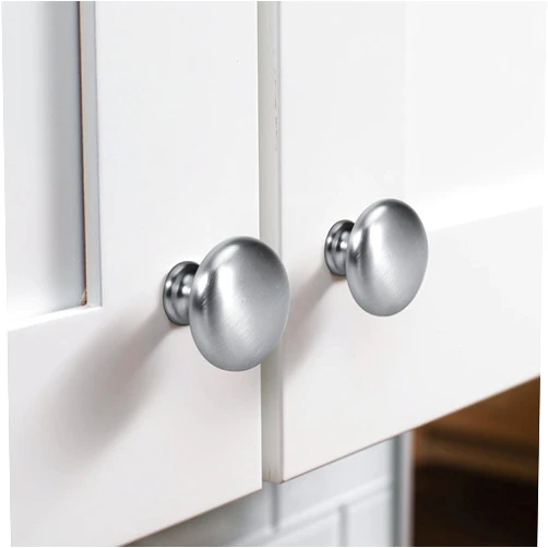 VEHCIL Satin Nickel Cabinet Knob, 20 Pack Single Hole Round Furniture Knobs Bathroom Cabinet Knobs Hardware for Kitchen Cupboard Dresser Drawer Knobs Solid Zinc Alloy-Mushroom Style