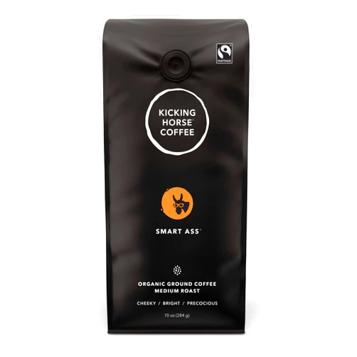 Kicking Horse Coffee, Smart Ass, Medium Roast, Ground,Certified Organic, Fairtrade, Kosher Coffee, 10 Ounce (Pack of 1)
