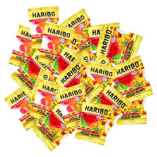Eye See Haribo Goldbears Gummy Bears - 70 Count Treat Size Bags - 0.4 oz Individually Wrapped Bags - Perfect for Snacks, Treats, Goodie Bags