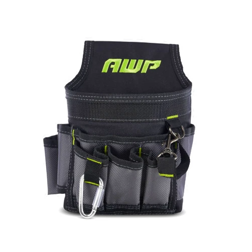 AWP Ballistic Nylon Mini Tool Pouch Multi-Pocket Organizer for Electricians, Professional Tool Box for Efficient Organization, Black/Gray | 1L-23021-2