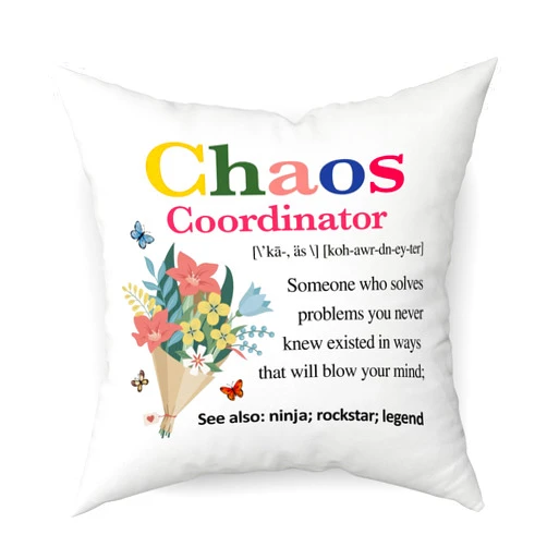 RLCNOT Chaos Coordinator Gift for Women Throw Pillow Cover, Thank You Gift Home Office Decor Waist Pillowcase, Appreciation Gift for Teacher Mentor Boss Friends Coworker, Cushion Cover for Sofa Bed Couch -31