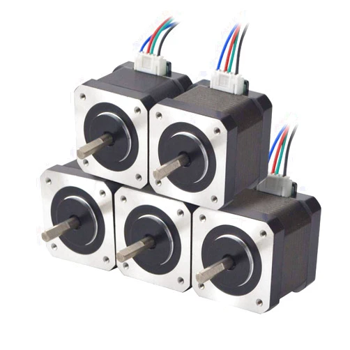 STEPPERONLINE 5PCS Nema 17 Stepper Motor 1.5A 12V 45Ncm (63.74oz.in) 4-lead 39mm Body W/ 1m Cable and Connector for DIY CNC/ 3D Printer/Extruder