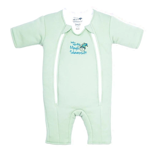 Magic Sleepsuit Baby Merlin's Cotton Baby Swaddle Transition Product - Soft and Cozy Design, Double Zipper for Easy Diaper Changes, Promotes Safe Sleep, 3-6 Months - Sage Green - Large 18-21lbs