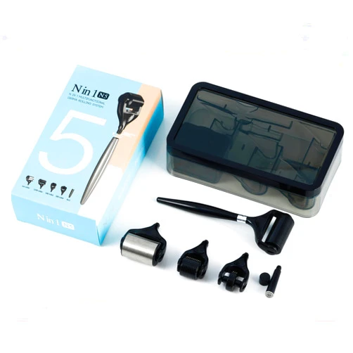 Xyemao 5 in 1 Derma Roller Kit with 0.3mm Microneedle Roller & Ice Roller for Face & Body/Beard & Hair, At-Home Beauty Tool Set