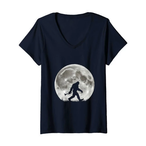 Funny Trumpeter Bigfoot Trumpet Trumpet Player Womens Trumpeter Brass Instrument Bigfoot Trumpet Trumpet Player V-Neck T-Shirt