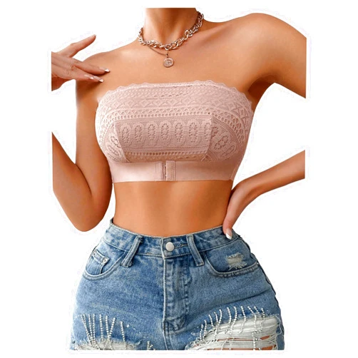 SOLY HUX Women's Strapless Front Close Bra Lace Push Up Lift Bralette Wireless Bandeau Bras