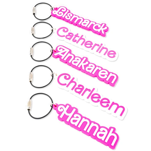 SODWINCO Custom Name Hot Pink Bag Tag Luggage Tag, Keychain for Girls, Backpack, Water Bottle, Purse, Suitcase