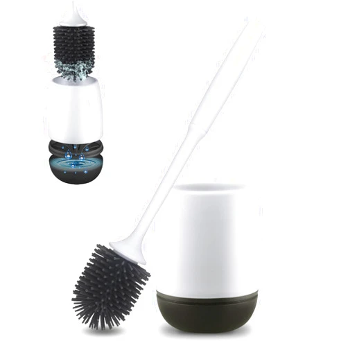 MEKEET Silicone Toilet Brush and Holder, Bathroom Toilet Brush Holder Set,Upgrade Silicone Toilet Cleaning Brush Kit with Quick Drying Holder Set (Upgrade Toilet Brush)