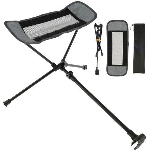 Tzdxfgl Camping Chair Foot Rest, Foldable Hammock Chair Footrest, Folding Attachable Camp Chair Leg Rest, Outdoor Retractable Camp Footrest for Reclining Swing Chair Moon Chair Beach (Gray)