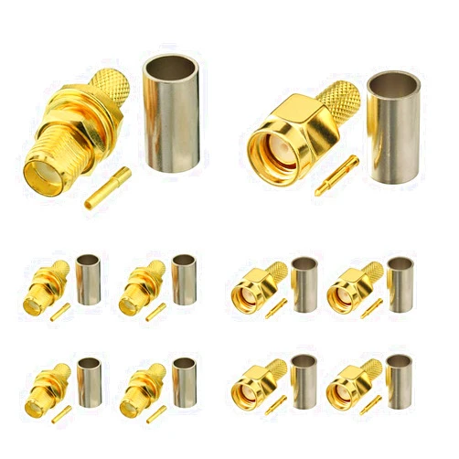 Superbat SMA Crimp Connectors Kit SMA Male + SMA Female Crimp Solder Connector Kit for RG58 RG142 RG400 RG303 RG141 LMR195 Low Loss Coax Cable 10-Pack