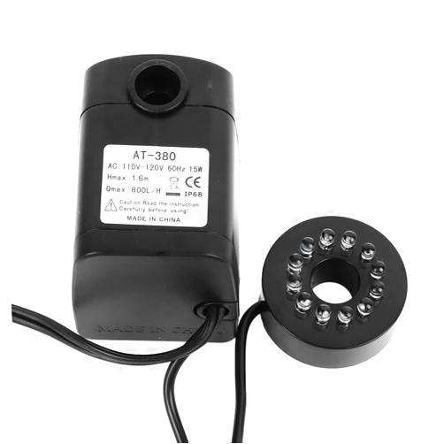 Aqxreight Mini Submersible, 15W 264GPH Fountain Pump with 12 Colorful LED Lights for Outdoor Pond, Aquarium, Water Feature, Gardens