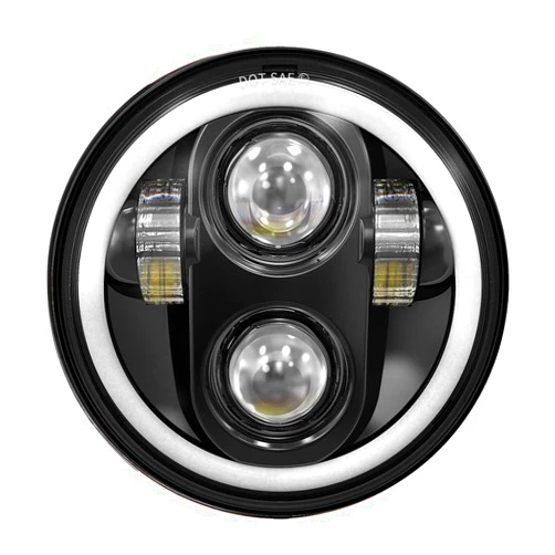 TRUCKMALL 5.75 inch LED Headlight Halo DRL Bulb Light Kit Set for Harley Davidson Street Bob Super Wide Glide Low Rider Night Rod Softail Custom Iron 883 Dyna Indian Scout Triumph Motorcycle Black